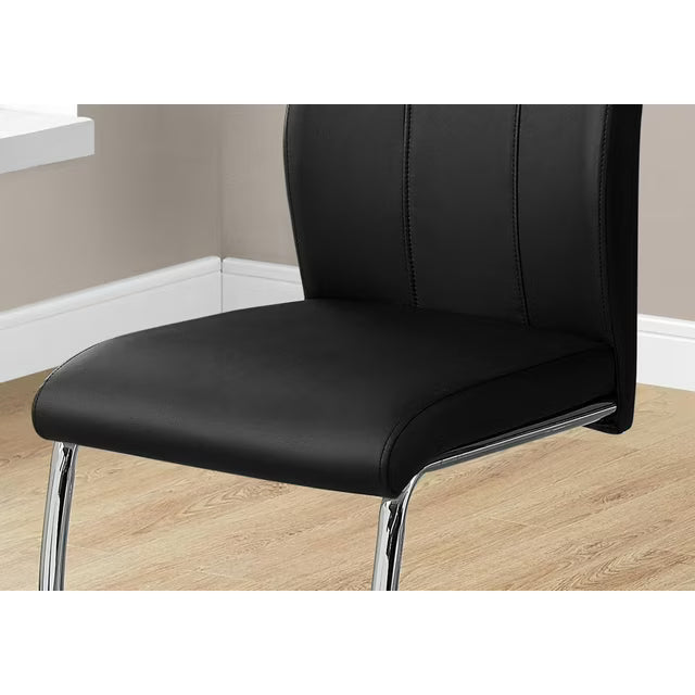 Set of 2 Monarch Dining Chairs – Black Leather-Look & Chrome