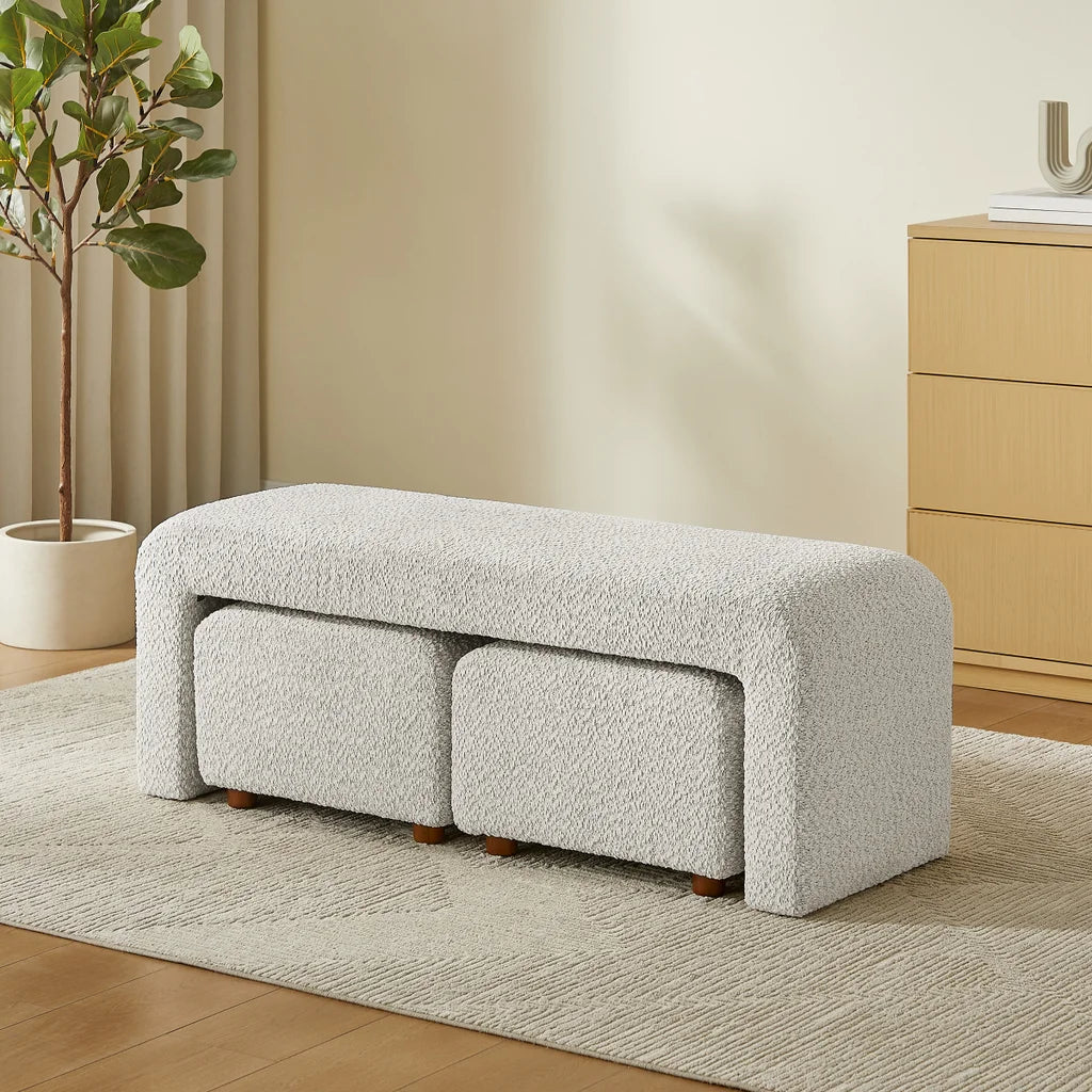 Aiden & Ivy 3-piece Fabric Ottoman Bench Set