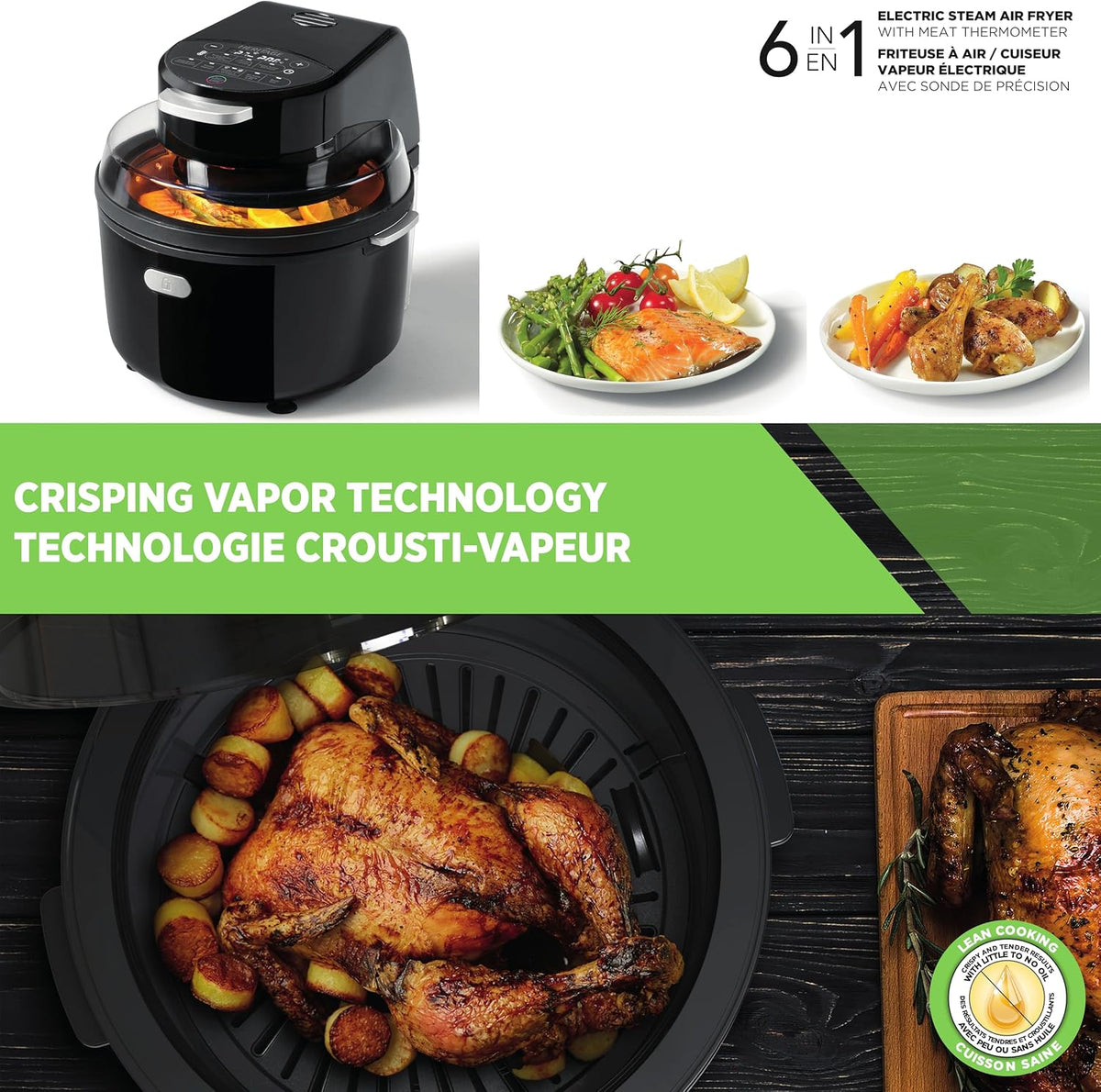 Friteuse à air chaud et vapeur 6-en-1 Heritage