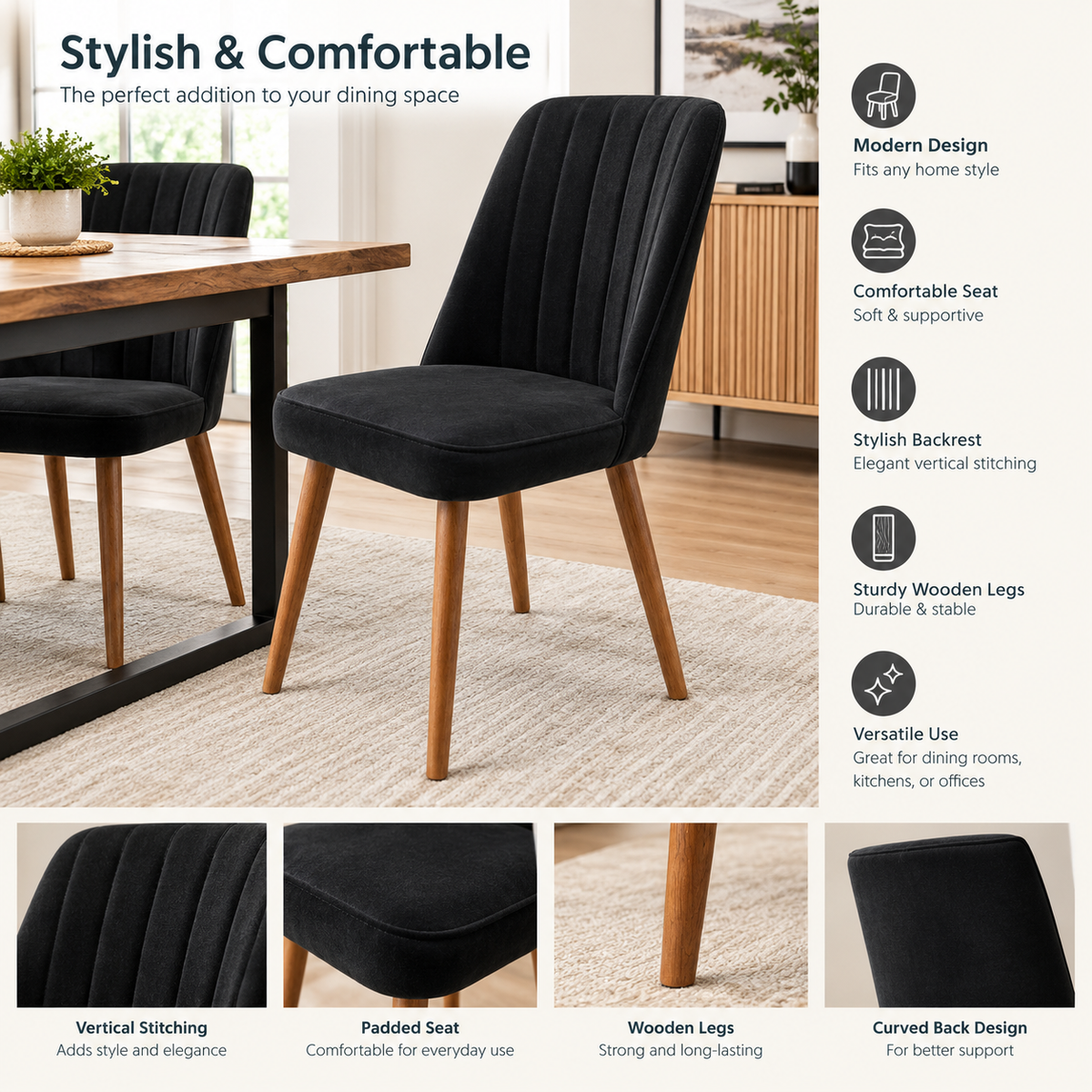 Brand-New Upholstered Dining Chair – Modern Design