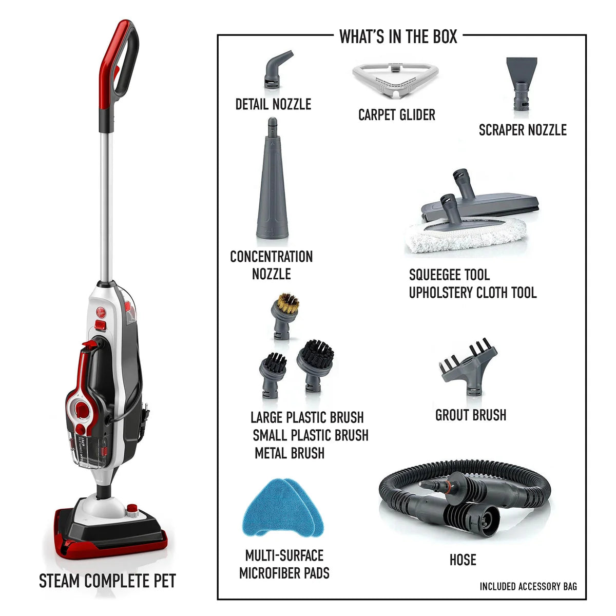 Hoover Steam Complete Pet Steam Mop – 10-in-1 Multipurpose Steam Cleaner