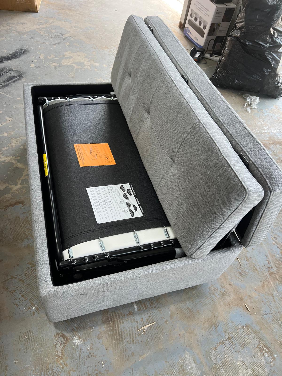 Sleeper Ottoman Grey Fabric with casters