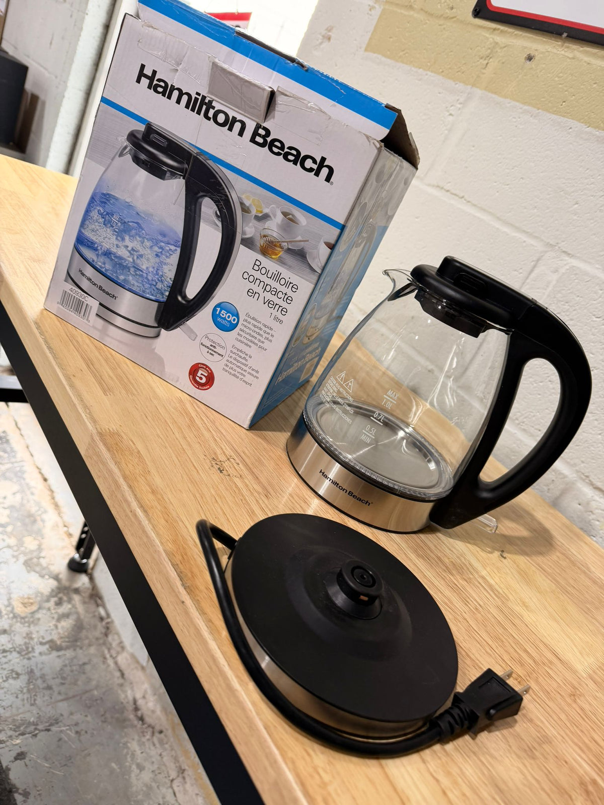 Hamilton Beach Glass Electric Kettle, 1 L