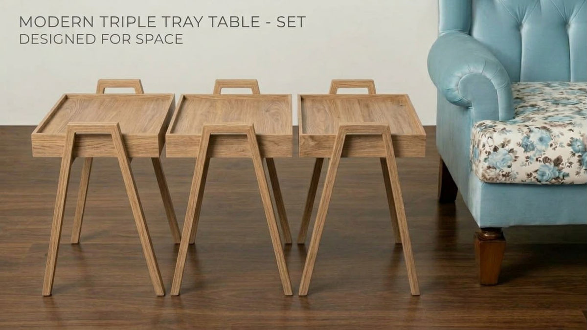 Brand-New Wooden Tray Rainbow Nesting Table - Set Of 3