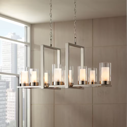 Brand-New Londra 8-Light Linear Candle-Style Double Glass Adjustable Length Chandelier